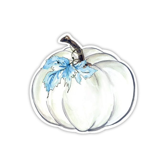 White Pumpkin with Blue Leaf Die Cut Accents