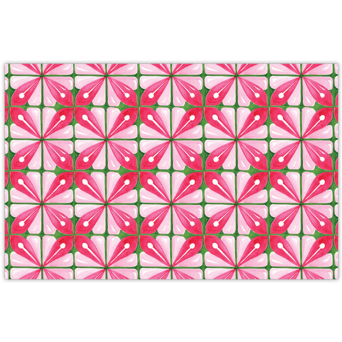 Handpainted Pink & Green Mahjong Tiles Placemat - Thumbnail 2