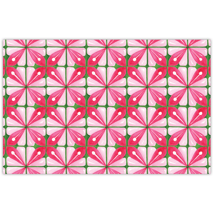 Handpainted Tiles Pink and Green Placemats