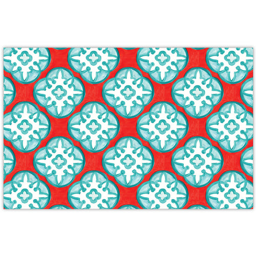 Handpainted Tiles Aqua and Red Placemats