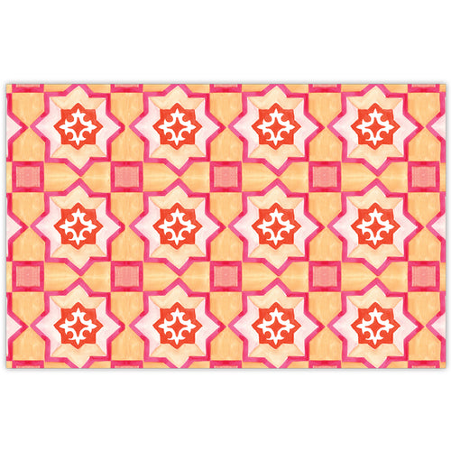Handpainted Tiles Tangerine and Pink Placemats