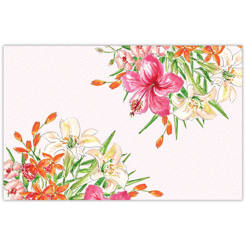 Handpainted Hibiscus and Lilies Placemats