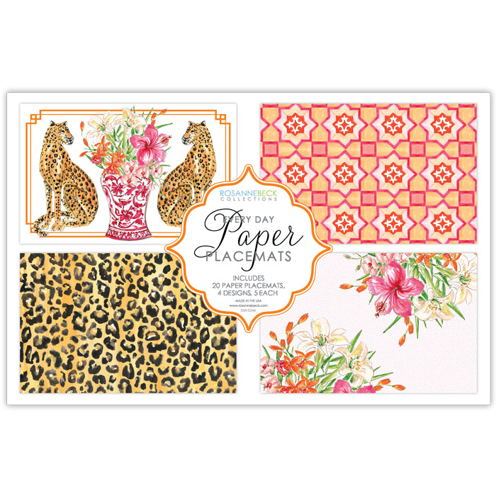 Handpainted Cheetah and Tiles Placemats