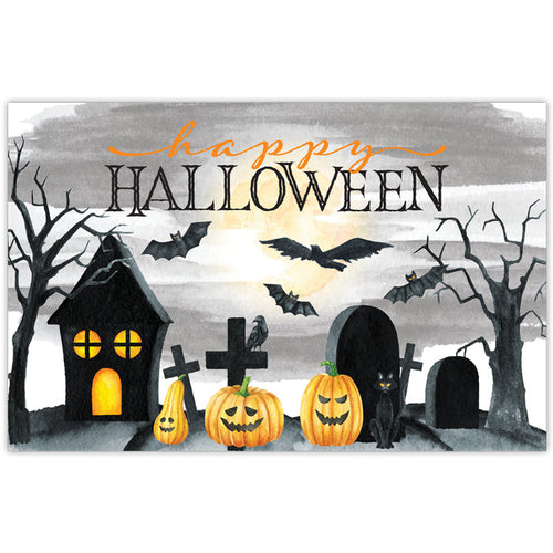 Happy Halloween Graveyard and Pumpkins Placemats