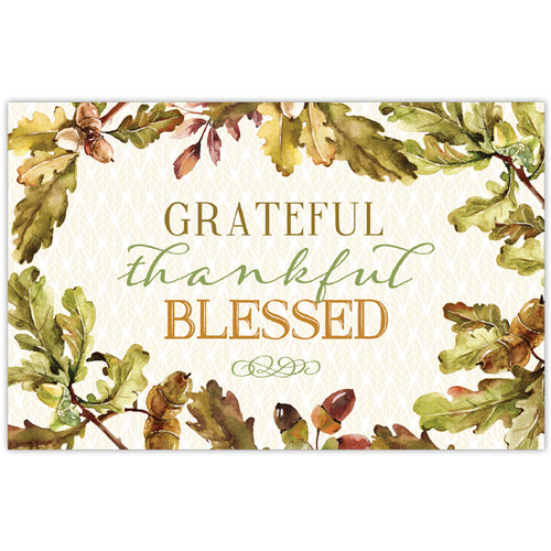 Grateful Thankful Blessed Acorns & Leaves Placemat