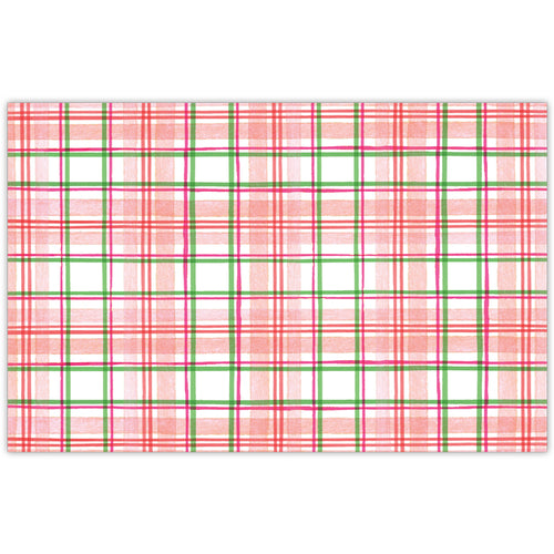 Red Yellow and Green Pastel Plaid Placemat