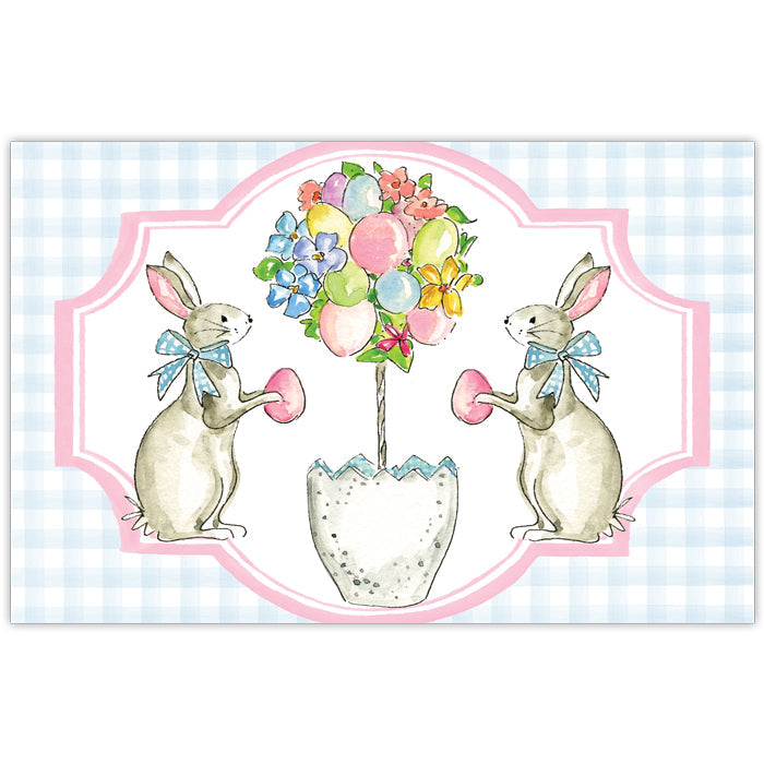 Handpainted Egg Topiary with Bunnies Placemat