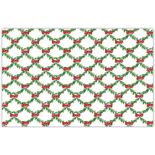 Handpainted Christmas Trellis with Red Bow Placemat