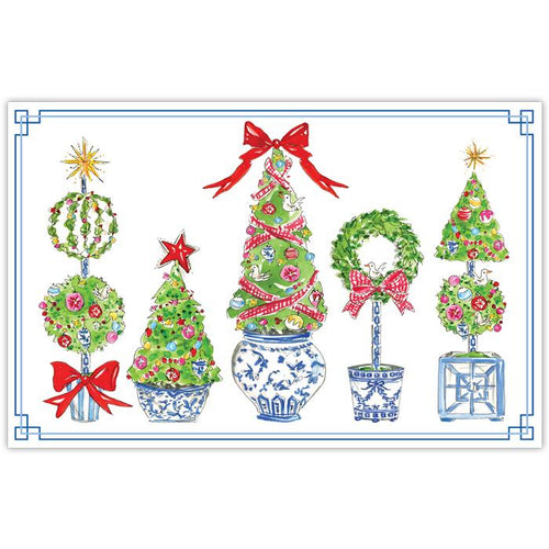 Merry and Bright Holiday Topiaries Placemat