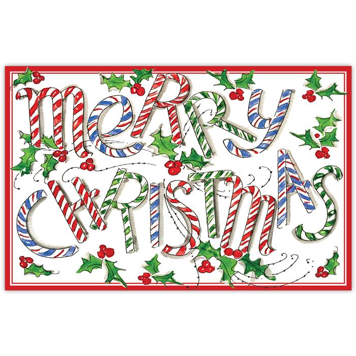 Merry Christmas Handpainted Candy Canes Placemat