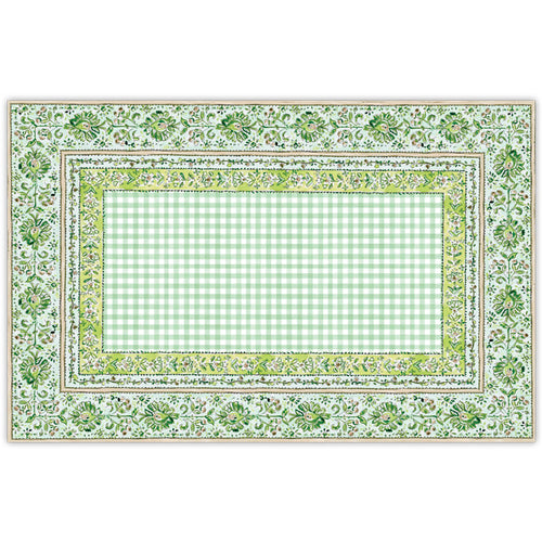 Handpainted Color Block Fancy Floral Green Placemat