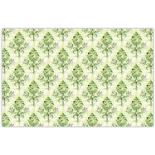 Handpainted Vintage Green Floral Pattern Placemat