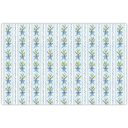 Blue Florals Stripe Pattern Placemats