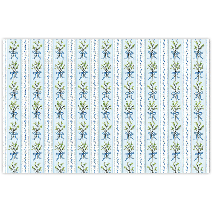 Blue Florals Stripe Pattern Placemats