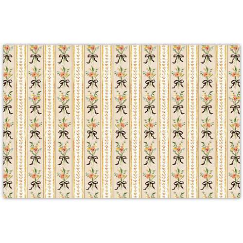 Brown Florals Stripe Pattern Placemats