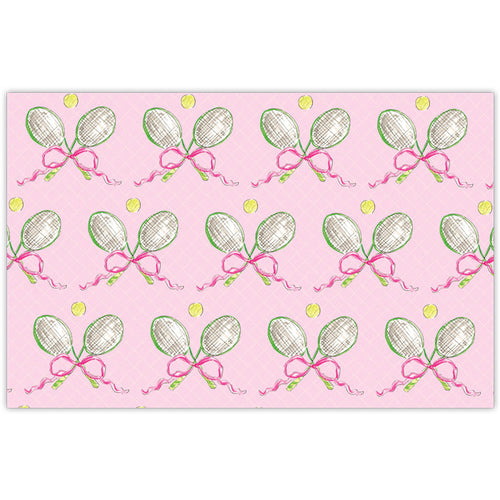 Tennis Rackets With Balls and Bows Placemats