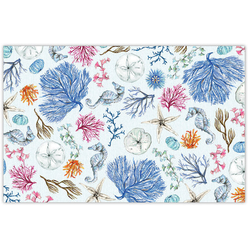 Coastal Blue Coral Pattern Placemats