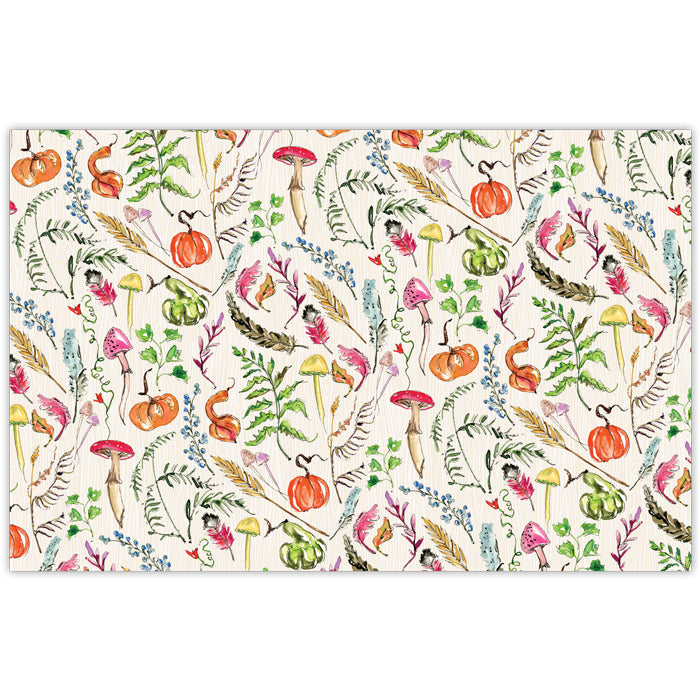 Woodland Mushrooms Floral Pattern Placemats
