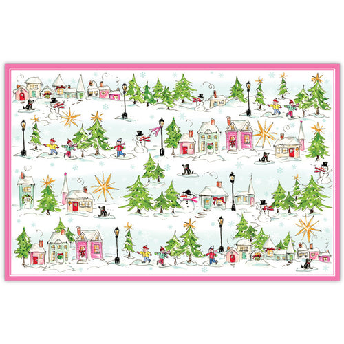 Pink Snowy Village Placemats