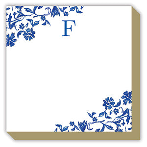 Blue and White Monogram F Luxe Notepad