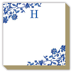 Blue and White Monogram H Luxe Notepad