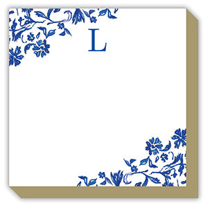 Blue and White Monogram L Luxe Notepad