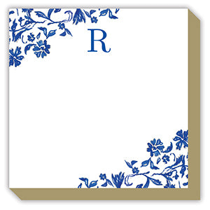 Blue and White Monogram R Luxe Notepad
