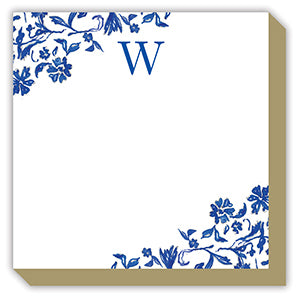 Blue and White Monogram W Luxe Notepad