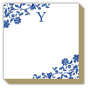 Blue and White Monogram Y Luxe Notepad