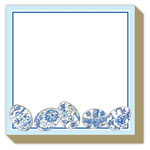 Handpainted Blue and White Easter Eggs Luxe Notepad