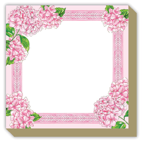 Pink Hydrangea Border Luxe Notepad