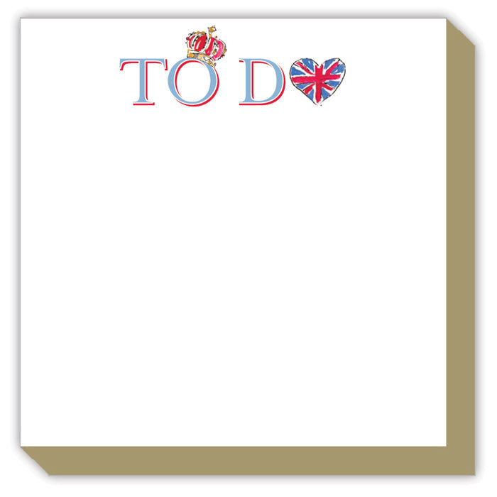 QEII To Do Crown and Flag Heart Luxe Notepad