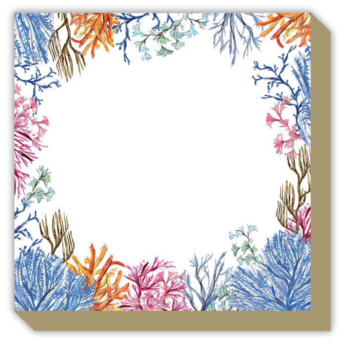 Coastal Blue Coral Border Luxe Notepad