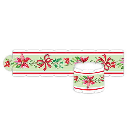 Poinsettias, Holly and Bows Napkin Ring