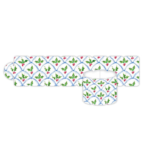 Blue Scallop Holiday Berry Pattern Napkin Ring
