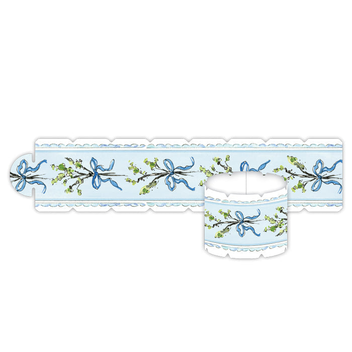 Blue Florals Stripe Pattern Napkin Ring