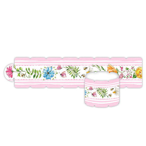 Pink Easter Floral Stripe Napkin Rings