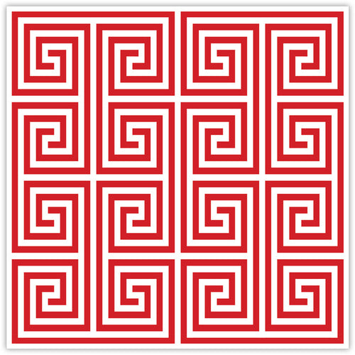 Red Greek Key Square Placemats