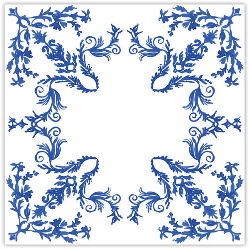 Fancy Floral Swirl Blue Square Placemats