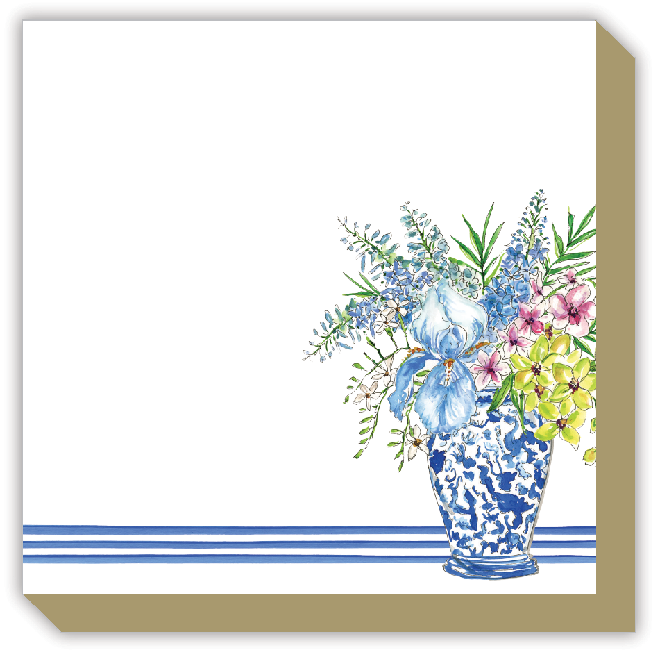 Blue Chinoiserie Floral Vase Luxe Notepad