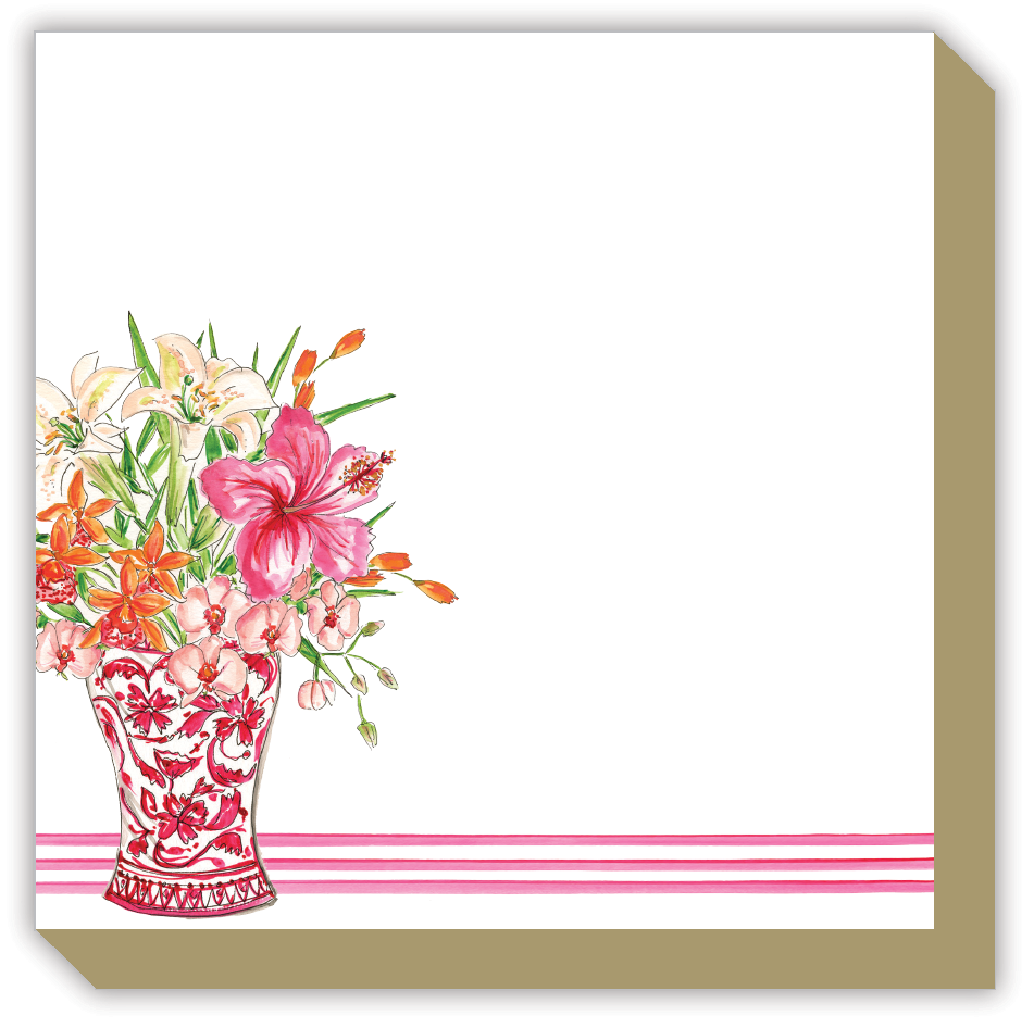 Pink Chinoiserie Floral Vase Luxe Notepad
