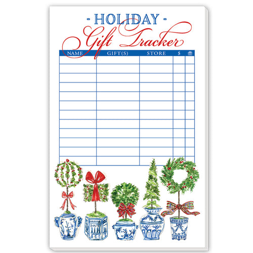 Holiday Gift Tracker Topiaries Large Notepad