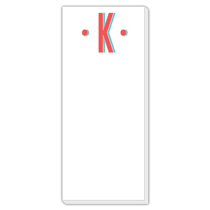 Color Block Monogram K Skinny Notepad