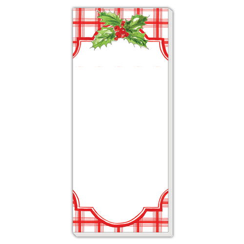 Holiday Berry with Red Plaid Skinny Notepad