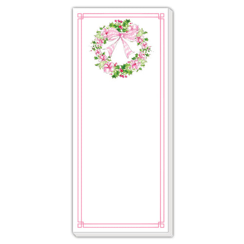 Pink Floral Holly Wreath Skinny Pad