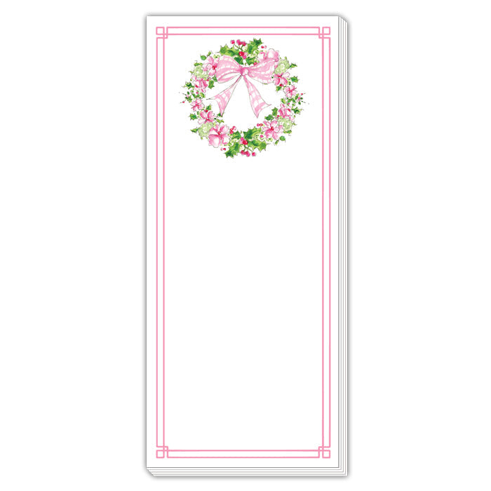 Pink Floral Holly Wreath Skinny Pad