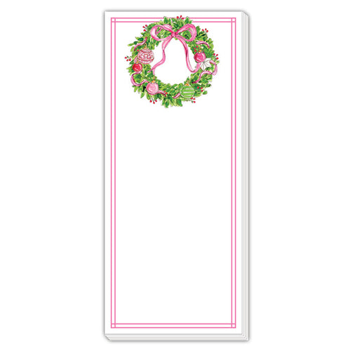 Pink Wreath Skinny Notepad