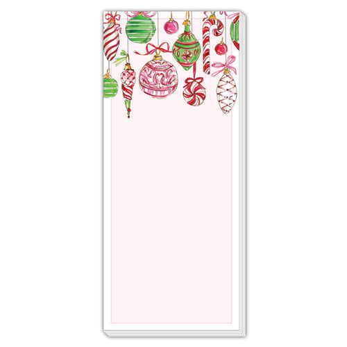Pink Peppermint Ornaments Skinny Notepad