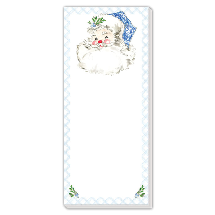 Blue & White Santa Skinny Notepad