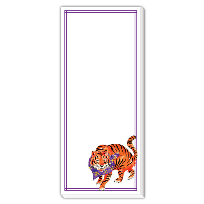 Purple & Gold Tiger Skinny Notepad